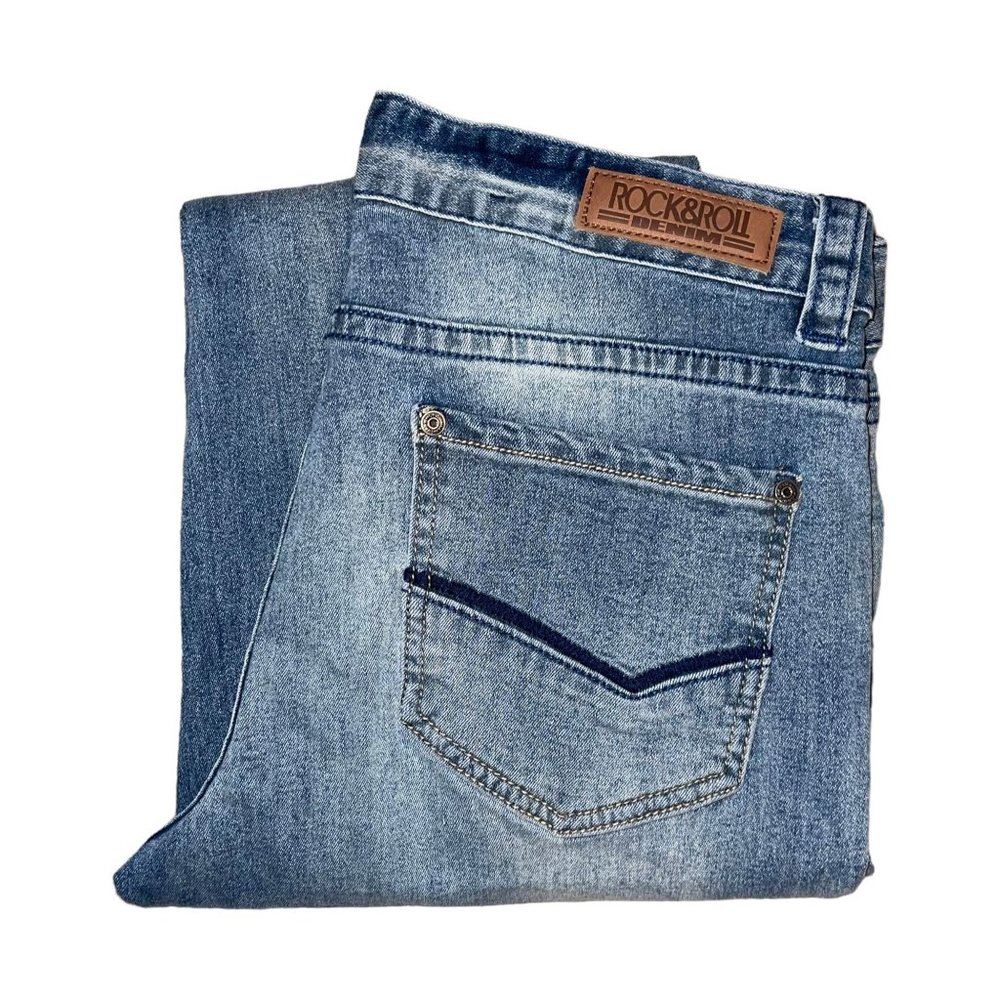 Rock & Roll Cowgirl Boyfriend Skinny Jeans Womens 29 Distressed Raw Hem Frayed